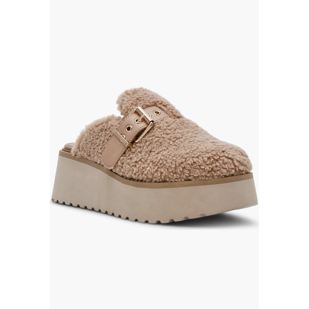 Dolce Vita Cozy Faux Shearling Platform Clog – Women's Size 8.5 Light Brown NIB